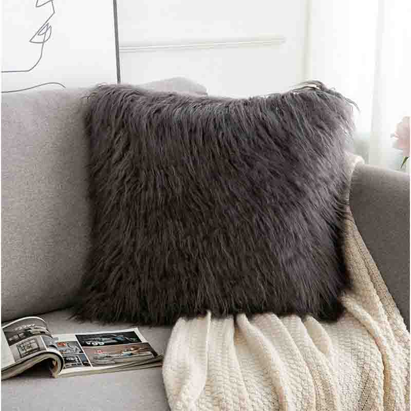 Plüschkissen Wolle Sofakissen Niedlich Netzrot Einfarbiges Kissen Bequem Weich Modern Schlicht Matte Stuhlpat