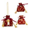 Stripe Canvas Flower Drawstring Bag Sakura Wedding Candy Bag Portable Ribbon Bow Wrist Bag  Party