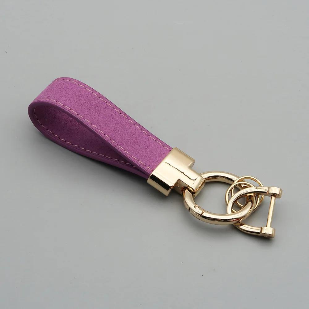 Laser Custom Logo Keyring Box Set Gift Personalized Name Number T Buckle Suede Leather Keychain Bag Car Key Chain Men’s Women‘s