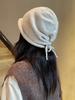 Pile Hats Female Autumn and Winter Show Face Small Bag Head Cold Hat Big Head Circumference Drawstring Crimped Knitted Wool Hat