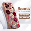 Magnetic For Magsafe Case For iPhone 17 Pro Max Oil Painting Rose Flowers Pattern Skin Feeling Cover For iPhone 16 15 14 13 Pro Max