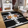 Aztec Fringed Geometric Carpet Mat Rug Symmetric Pattern  Ethnic Traditional Home Decoration for Living Room Non-slip Indoor Rug