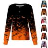 Women's Casual Long Sleeve Single-Breasted Cardigan with Halloween Print for Caregiver Costume