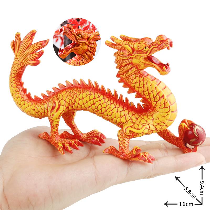 Oenux Original Mythical Chinese Dragon Dinosaurs Action Figures Animals Model Solid PVC Decoration Collection Kids Toy Gift