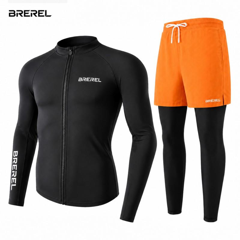 Heren UV-Bescherming Rash Guard Set Lange Mouw Zwemshirt Sneldrogende Boardshorts Snorkelen Surfen Kajakken