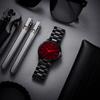 BUREI Analog Quartz Simple and Large Black Popular and Stylish for Business and Red Mineral Glass Men's Watch, Stylish, Waterproof, Dial, Dial,