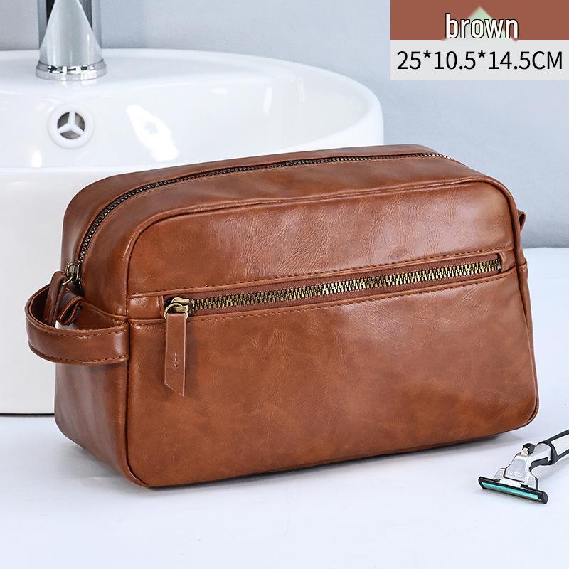 Men s Waterproof PU Travel Wash Bag - Large Capacity, Multi-functional & Portable Cosmetic Storage
