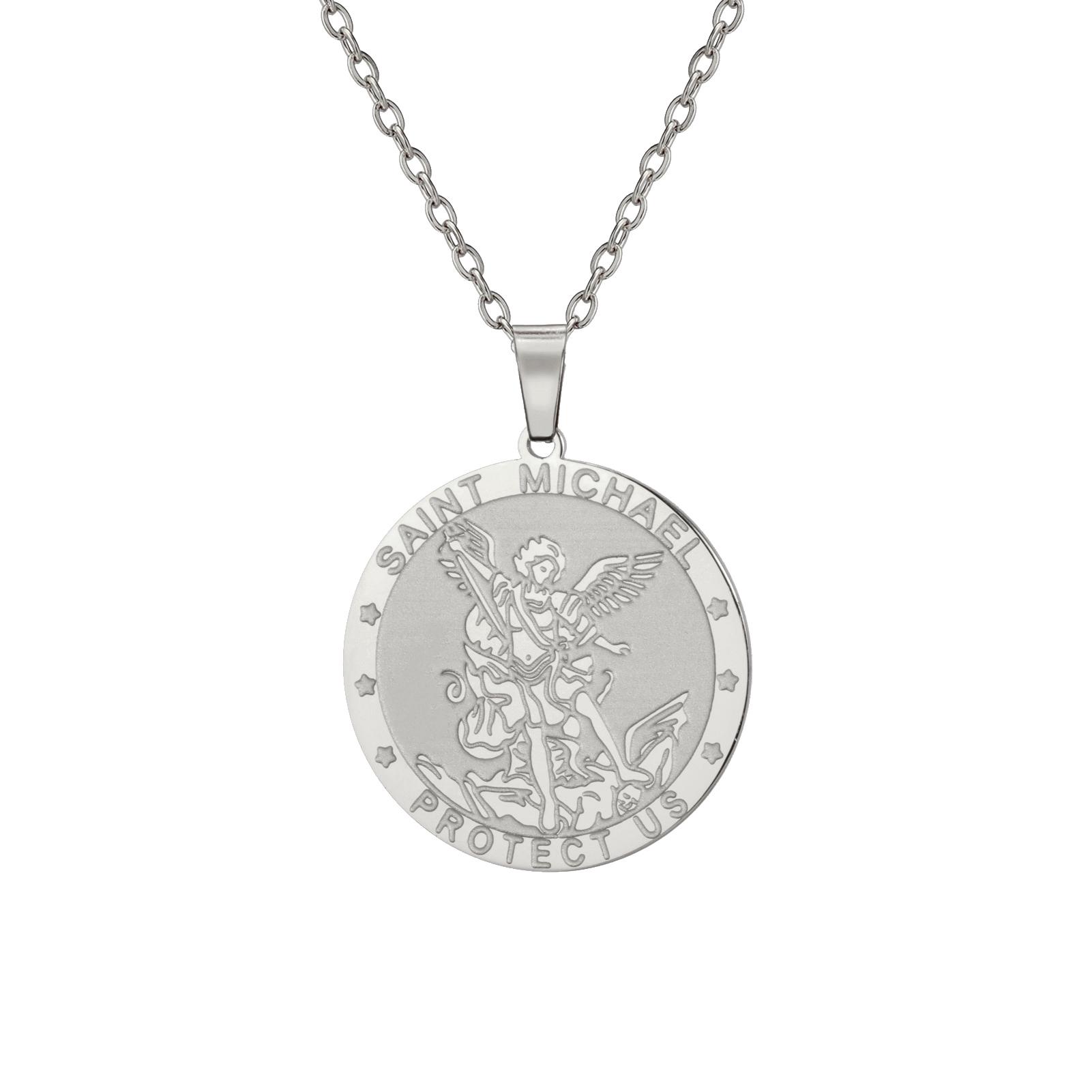 

LIKGREAT Vintage Saint Michael Necklace for Women Stainless Steel Religious Archangel Neckchain Jewelry Gift for Protection