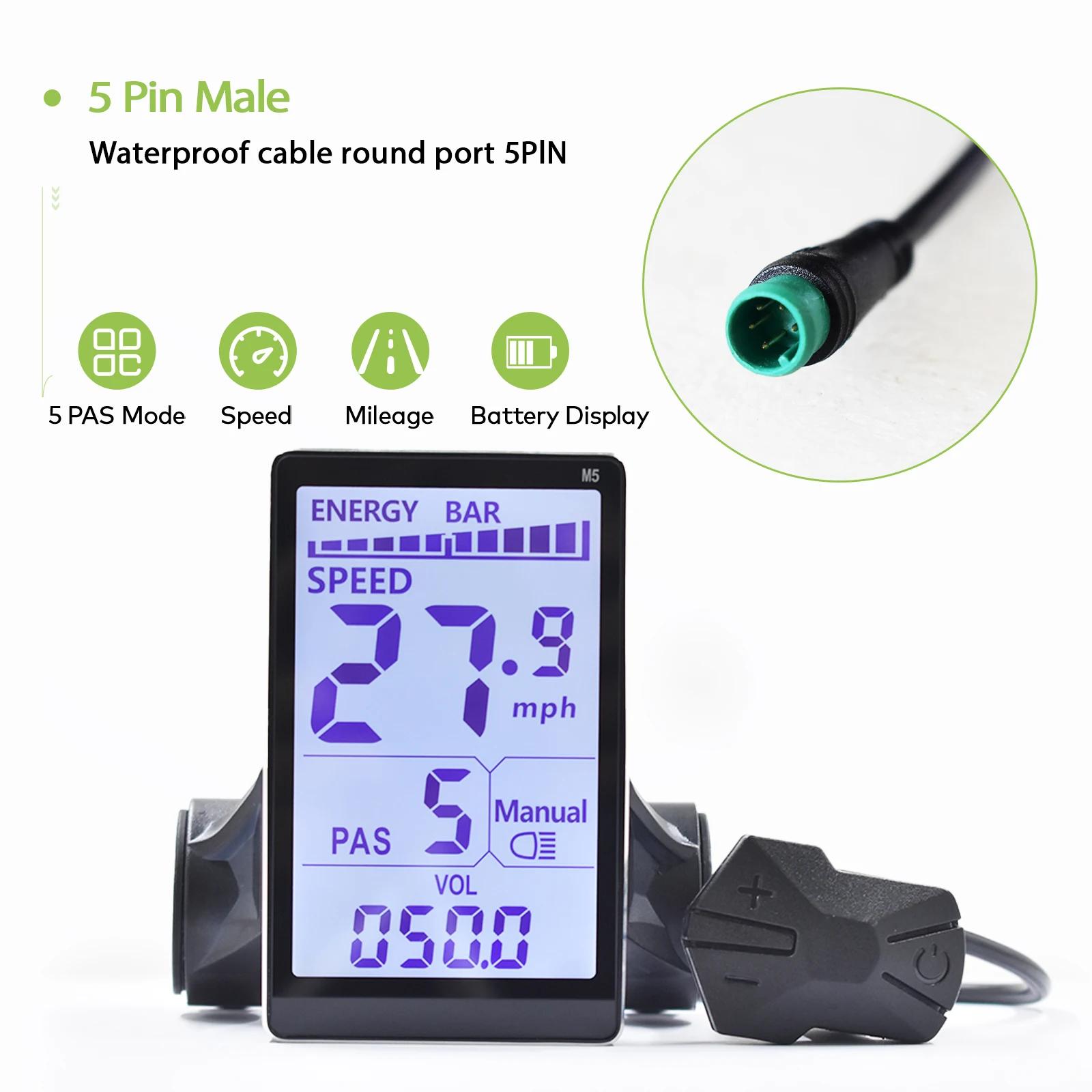 Haytrix M5 24/36/48/60V Electric Bicycle Parts Waterproof LCD Controller Meter Display Smart Digital EBike Display with UART2
