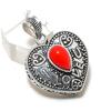 Natural Italian Red Coral 925 Sterling Silver Jewelry Pendant 1.46" ETC-13942