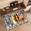 1Pc Food Theme Printed Circular Carpet, Home Door Mat, Outdoor Travel Protection Carpet B6