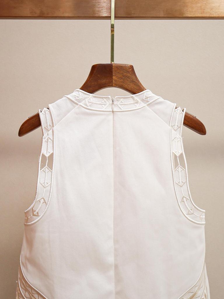 M's Chic French Minimalist Embroidered Vest Top & Casual Pants Set for Spring/Summer