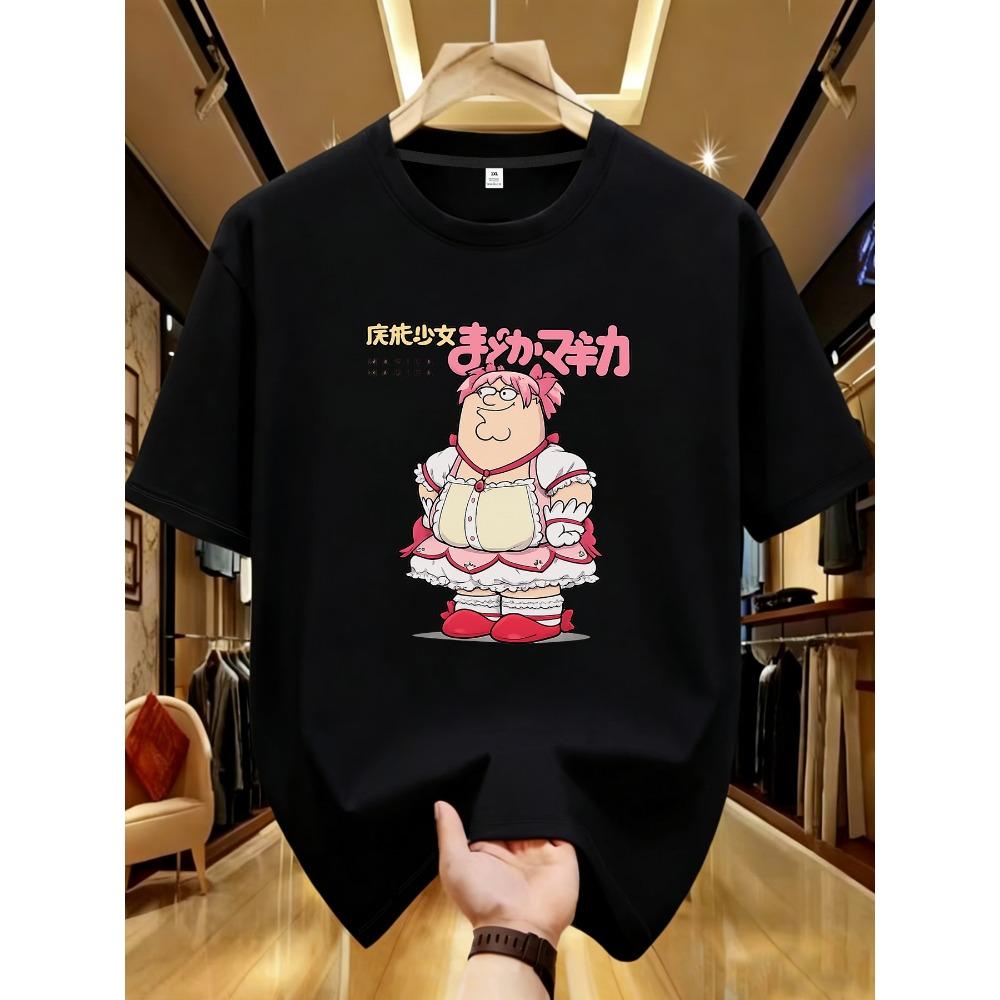 

Magical girl print plus size women s round neck summer casual short sleeved street fashion versatile T-shirt 6XL