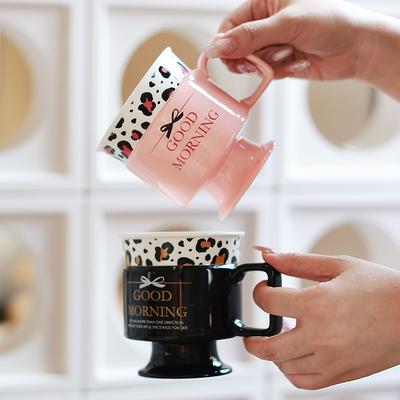 Retro Small Floral Ceramic Cup European Light Luxury Goblet High Value Office Coffee Cup Breakfast Cup