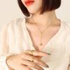 Gold-Plated Geometric Polygon Sphere Pendant Necklace with Adjustable Tassel – Versatile Titanium Steel Clavicle Chain