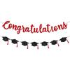 Congratulations Banner Graduation Decorations Class of 2026 Red Glitter Congrats Grad with Tassel Party Decor College High School Favors Black