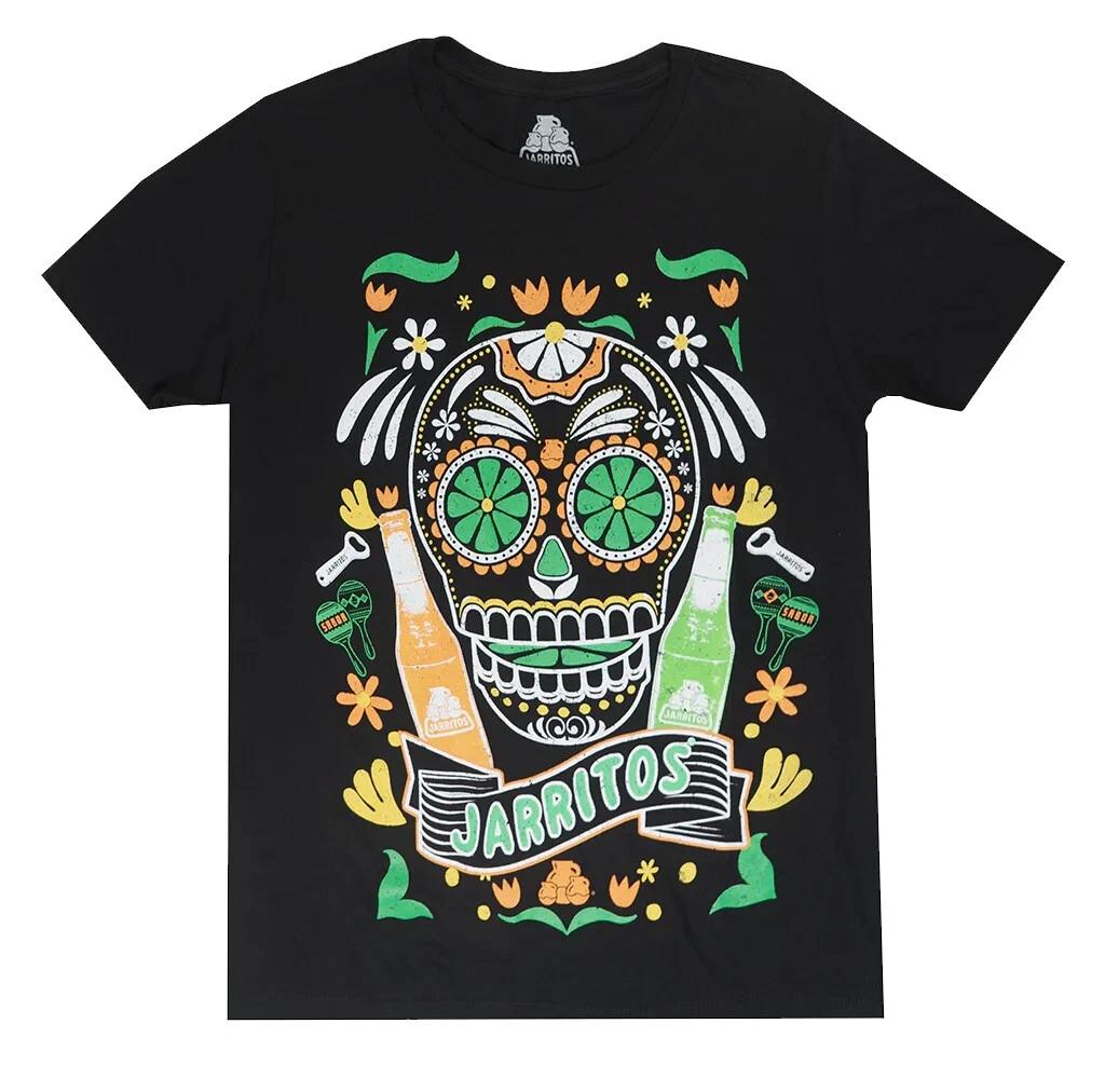 Jarritos Sugar Skull 100% Cotton T-shirt Mens Tees Top – Mexican Soda Graphic Tee 4XL