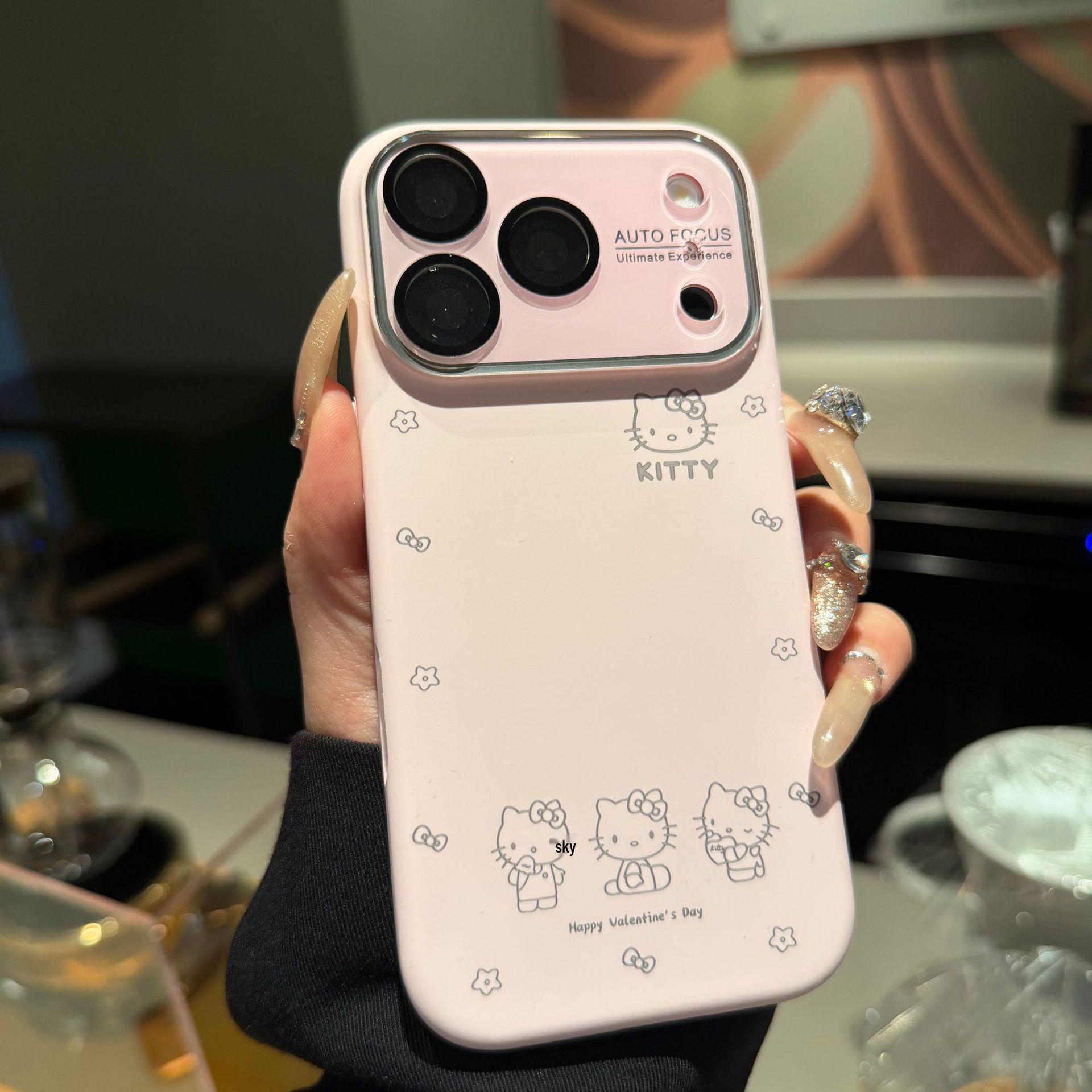 

iPhone 17 Pro Max Ultra-thin Large Window KT Liquid Silicone Phone Case iPhone 17 Pro розовый/белый