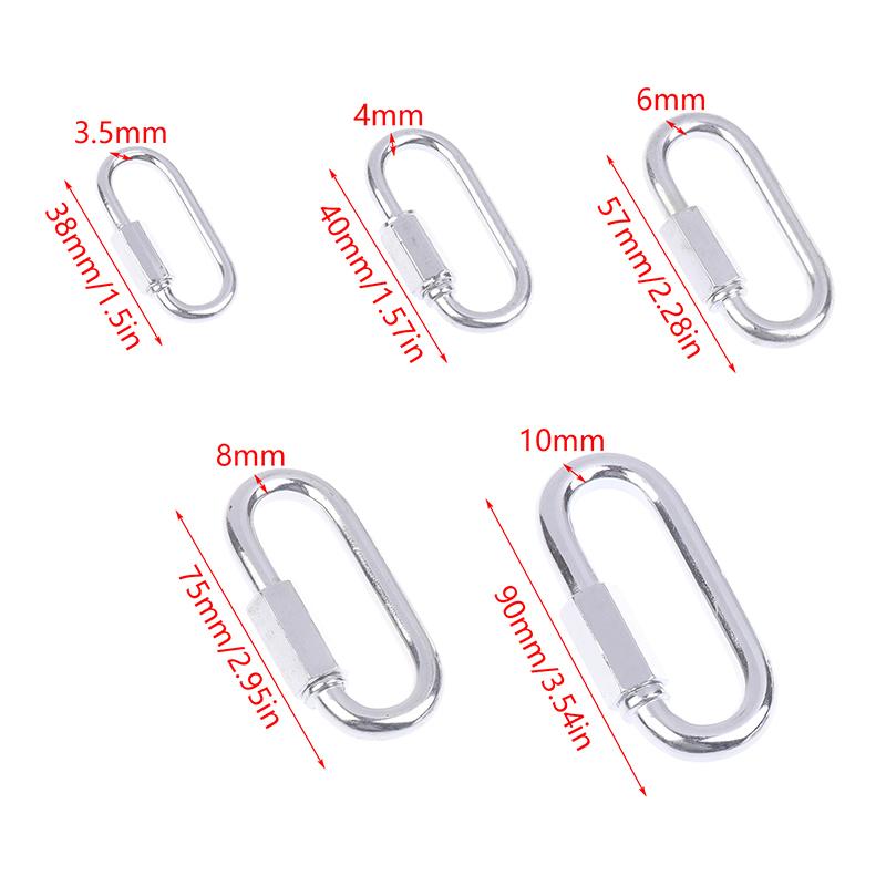 M3.5/4/6/8/10 Verbindehaken Edelstahl Verbindungsring Schnelles Kettenglied Schiene Bergsteigen Karabiner Schnallen
