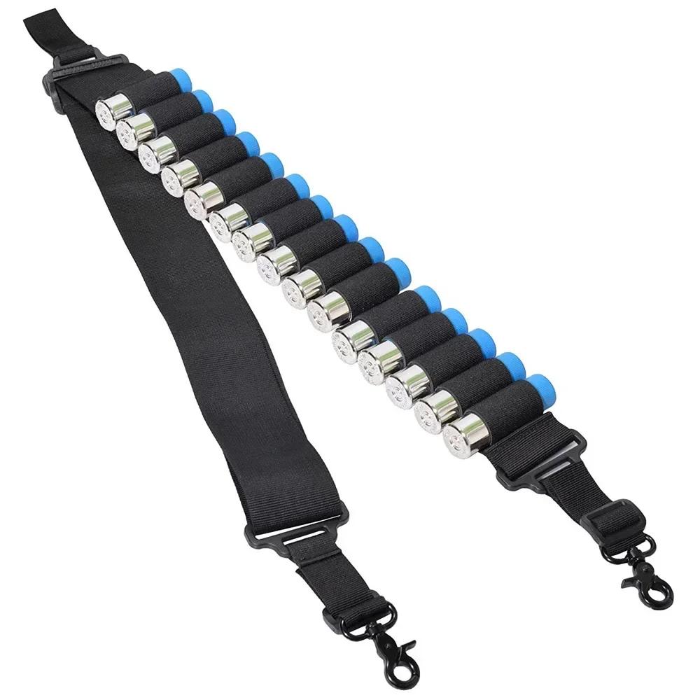 Multifunctional Tactical Two Point Shooting Gun Sling 15-hole Shotgun Shell Holder Molle Airsoft Ammo Sling Hunting Accessories