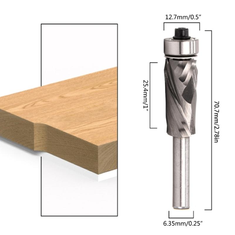 Vollhartmetall-Kompressions-Bündigfräser, 1/4 Zoll Schaft, oberes Lager, Spiralmuster/Tauch-Bündigfräser
