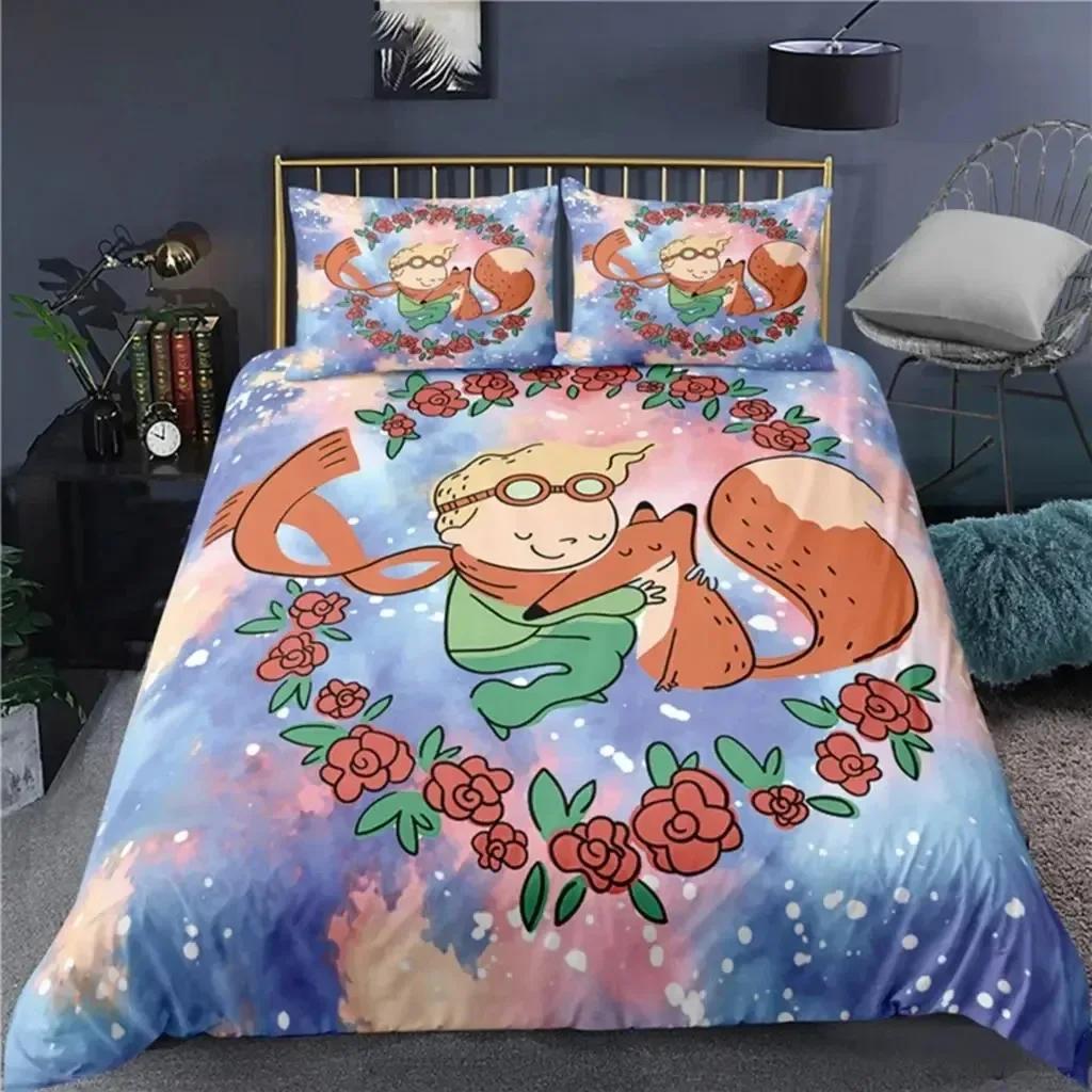 

Аніме Маленький принц Le Petit Prince Комплект постільної білизни Хлопчики Дівчата Twin Queen Size Підковдра Наволочка Ліжко Діти Дорослі 70x133cm 2pcs