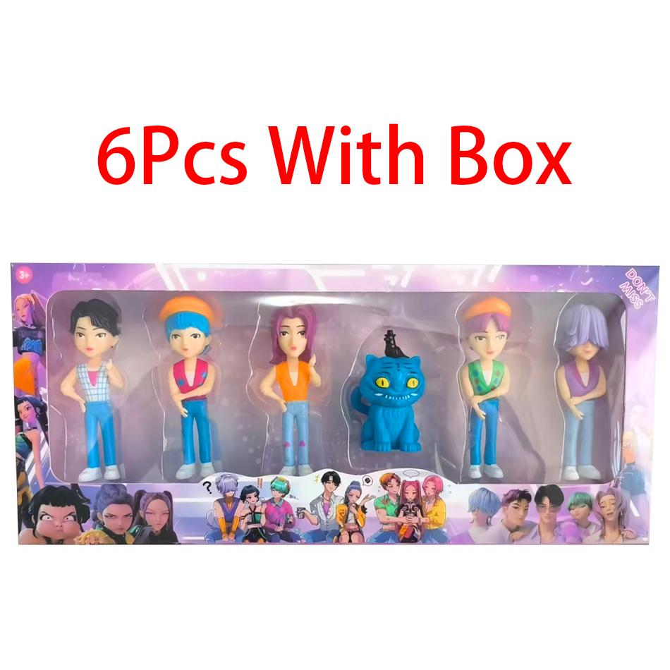 

New In Stock 6Pcs/Set Q Version K-pop Anime Figure Model Collection Saja Boys Desk Decoration Doll Children Toy Christmas Gift