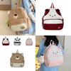 Stylish Color Block Cartoon Bear Backpack Soft And Breathable For Unisex School Use