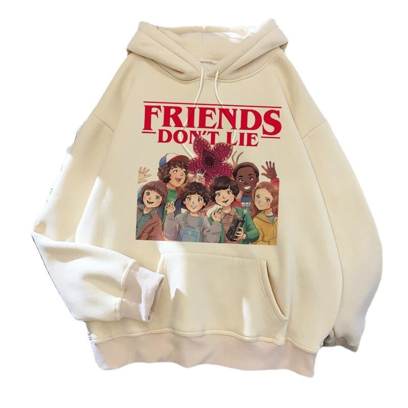Stranger Things Aufdruck Kapuzenpullover Frühling Herbst Herren Damen Langarm Kapuzenpullover Freizeit Warm Sport Kapuzenpullover S beige
