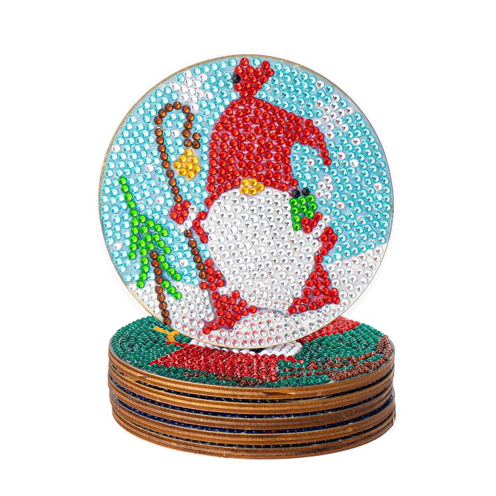 DIY Diamond Paint Christmas Coasters Pack of 6 Ceramic Drink Glass Cup Cushion Non-slip Table DIY