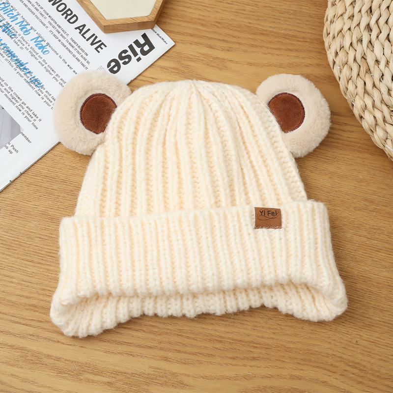 Versatile Hat for Women In Autumn and Winter Sweet and Cute Bear Ear Knitted Wool Hat Korean Outdoor Windproof and Warm Hat