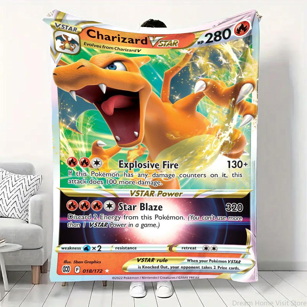Pokemon Cartoon Kaart Pikachu Flanellen Deken Figuren Huis Bank Lunchpauze Dekens Kinderen Student Deken Slaaphoes Kinderen Cadeau