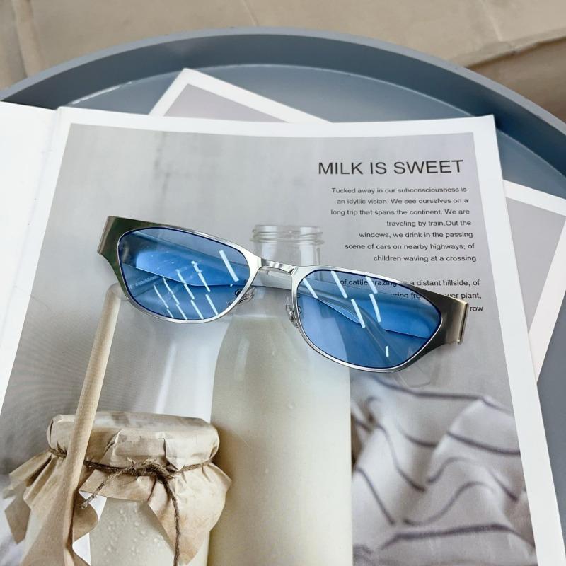 Vintage Fashion Metal Small Frame Cat Eye Sunglasses Women For Men Sun Glasses Punk Luxury Brand Designer Hip Hop Eyeglasses