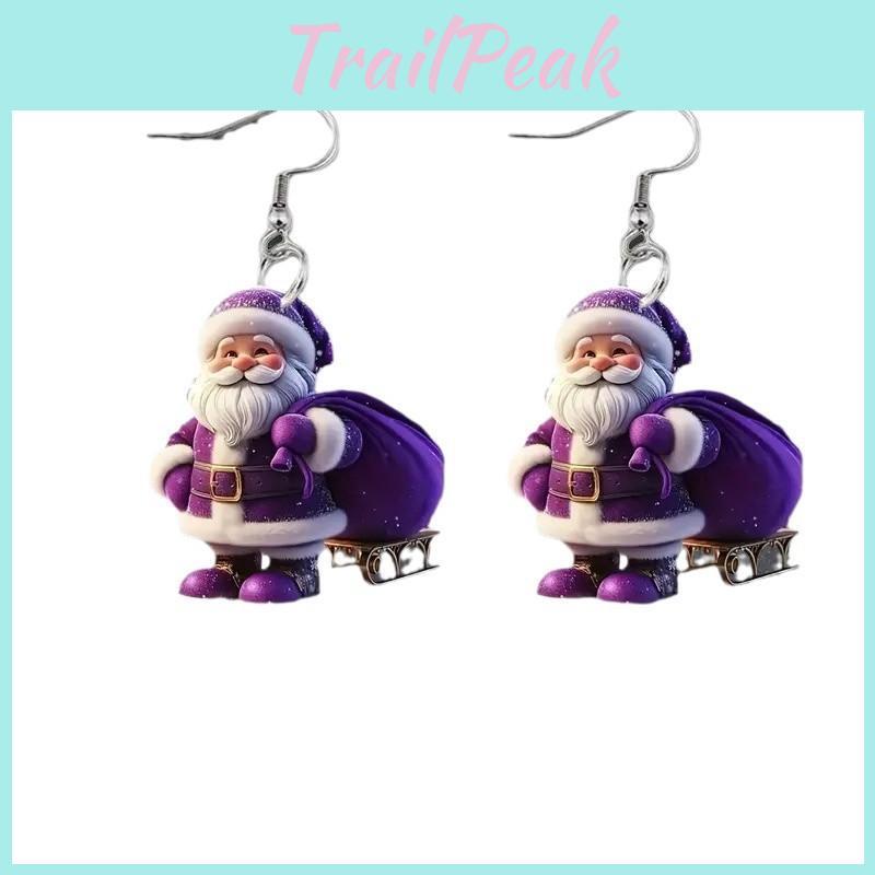 Christmas Themed Acrylic Earrings With Santa Motif For Xmas Gift Giving