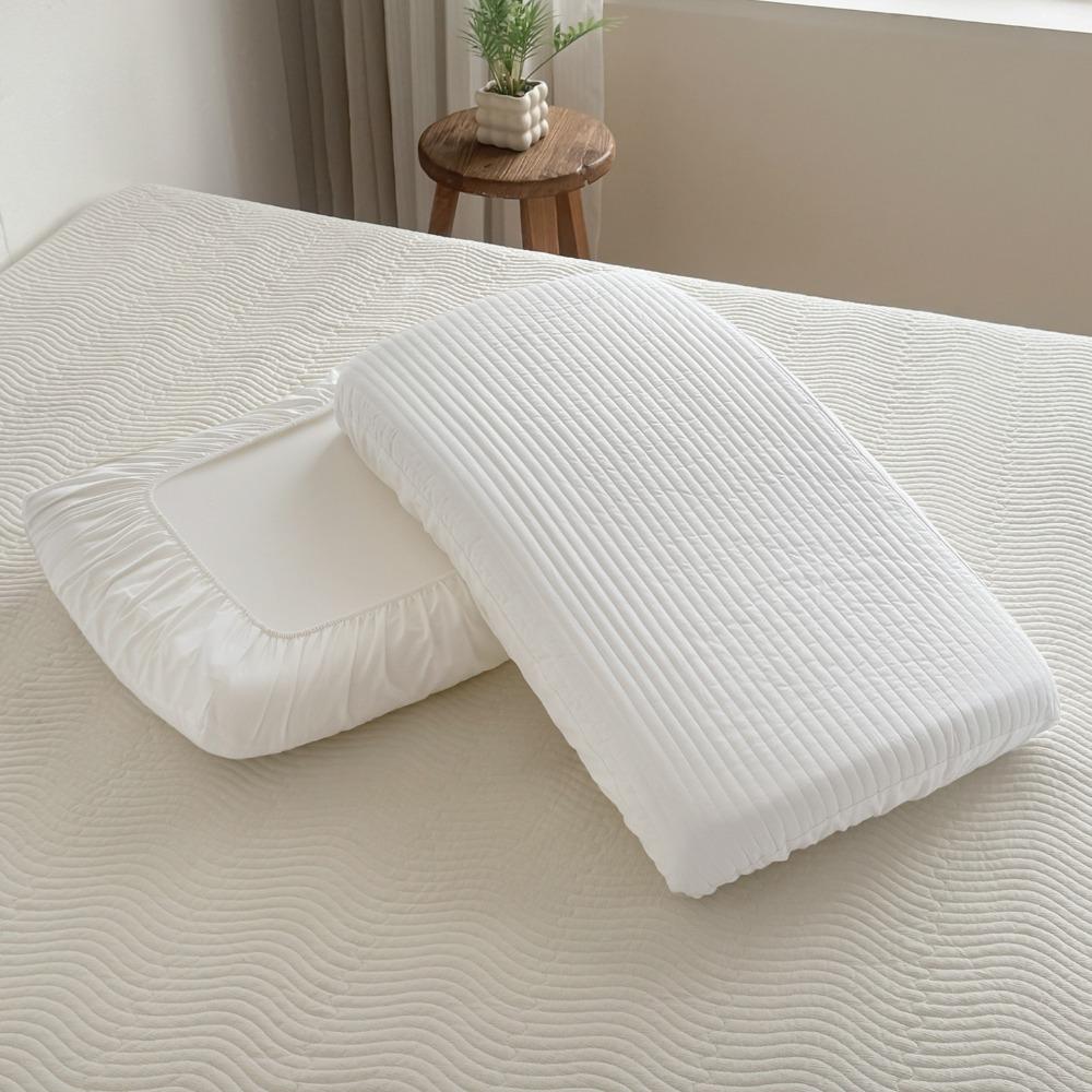 

Stripe Pattern Elastic Band Pillowcase Quilted Latex Pillow Pillowslip Travel 30*50cm білий