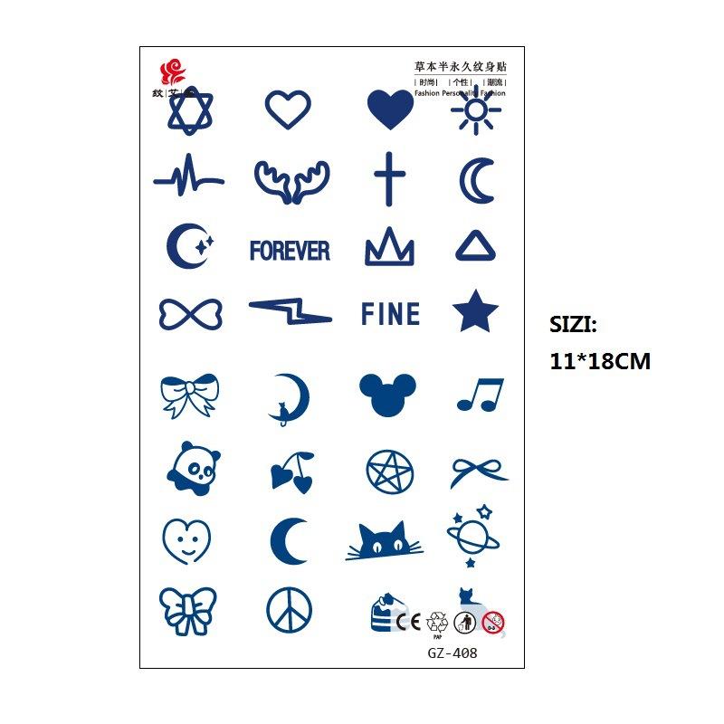 Herbal Juice Long-Lasting Non-Reflective Tattoo Sticker Gradual Change Non-Reflective Gz Series Keep For 15 Days