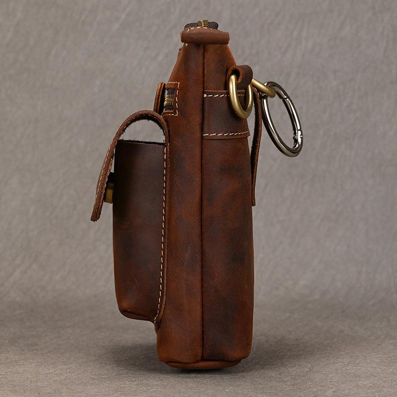 Retro Men's HiP Bum Waist Bags Clip Buckle Belt Waist Packs Zip Small Mini Fanny Pack Genuine Leather Cowhide Man Belt Pouch