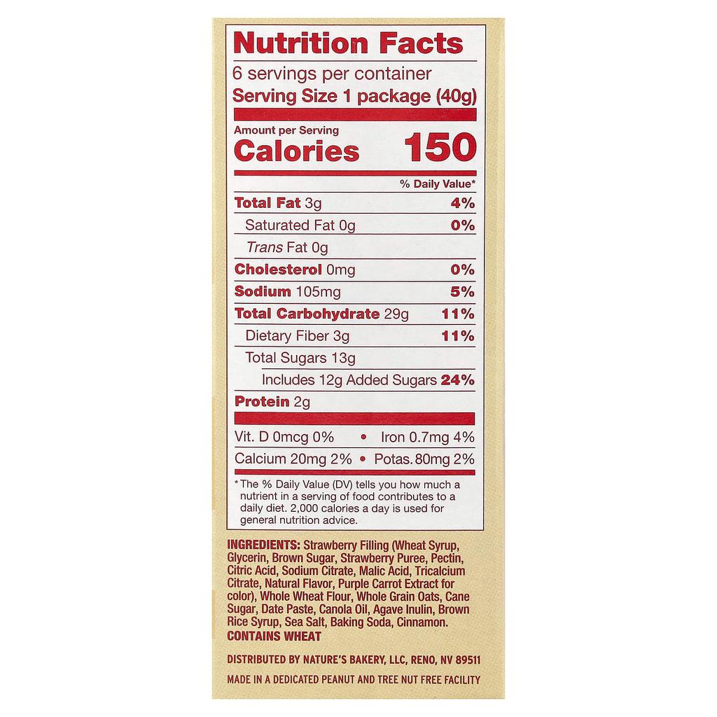 Nature's Bakery, Oatmeal Crumble, Strawberry, 6 Pack, 40g (1.41oz) Each
