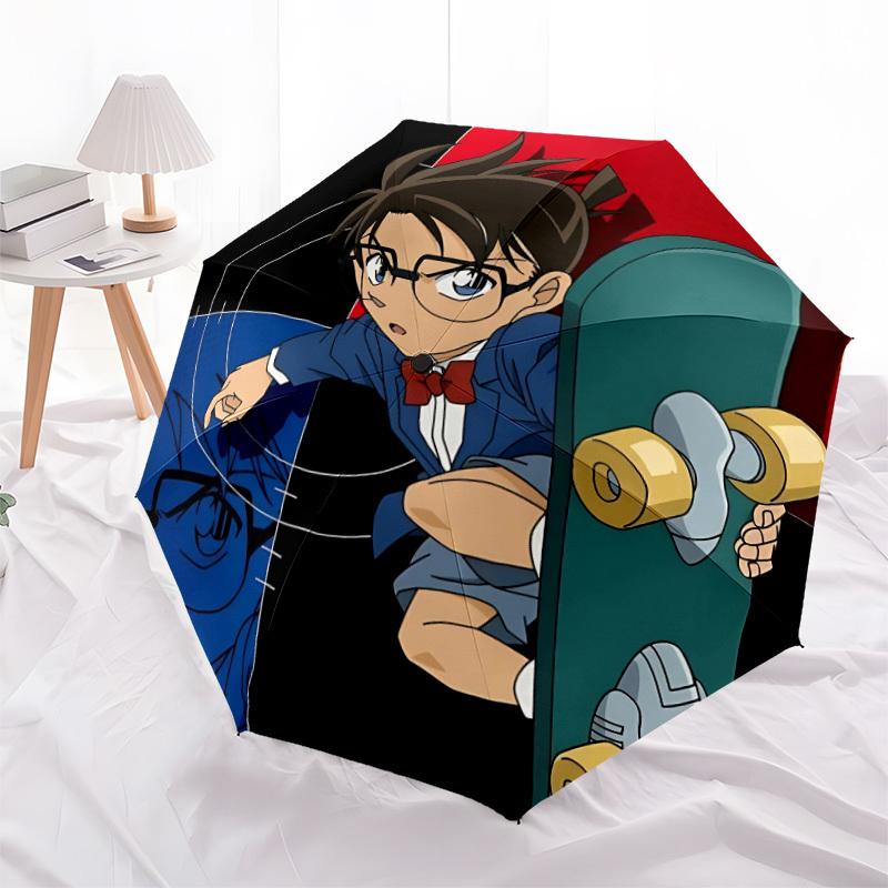 1pc Detective Conan Automatic Folding Umbrella, Automatic Folding Umbrella with 8 Ribs, Convenient for Outdoor Use 004