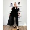 Autumn New Elegant Solid Color Dress Round Neck Diamond Loose Fluffy Splicing Pleated Dress