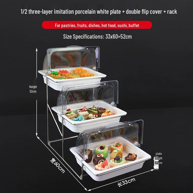 3-Tier Melamine Buffet Food Display Stand with Lid