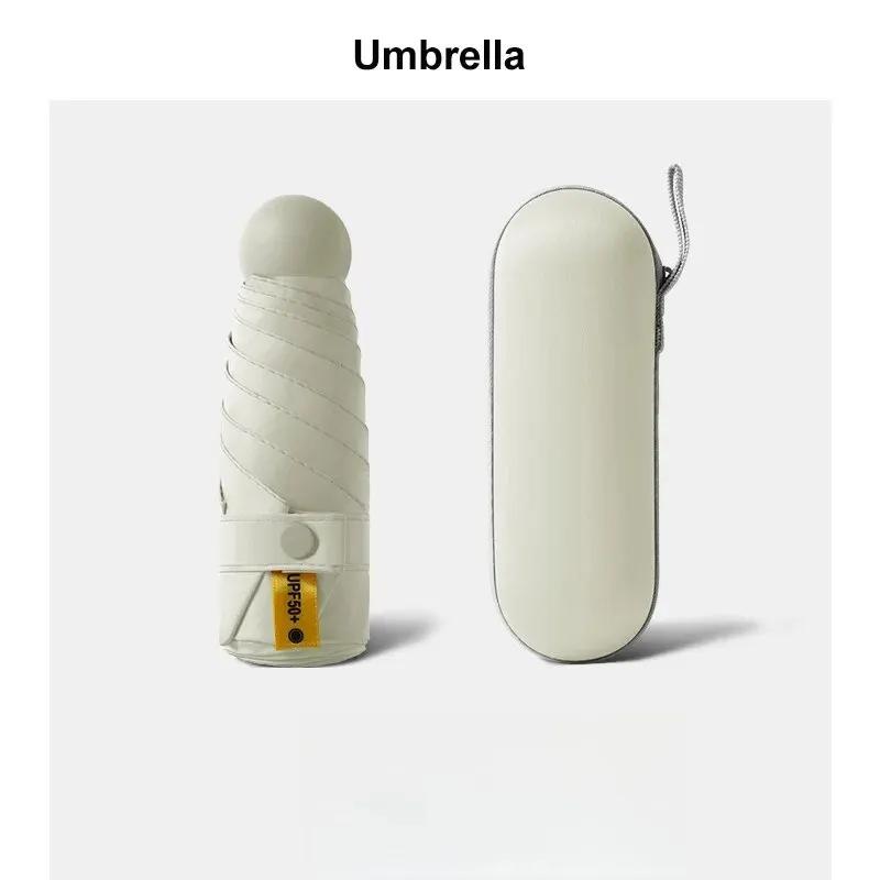 Portable 50% Off Umbrella UV Protection Dual-use Sun and Rain Umbrella Black Coating Folding Mini Capsule Umbrella