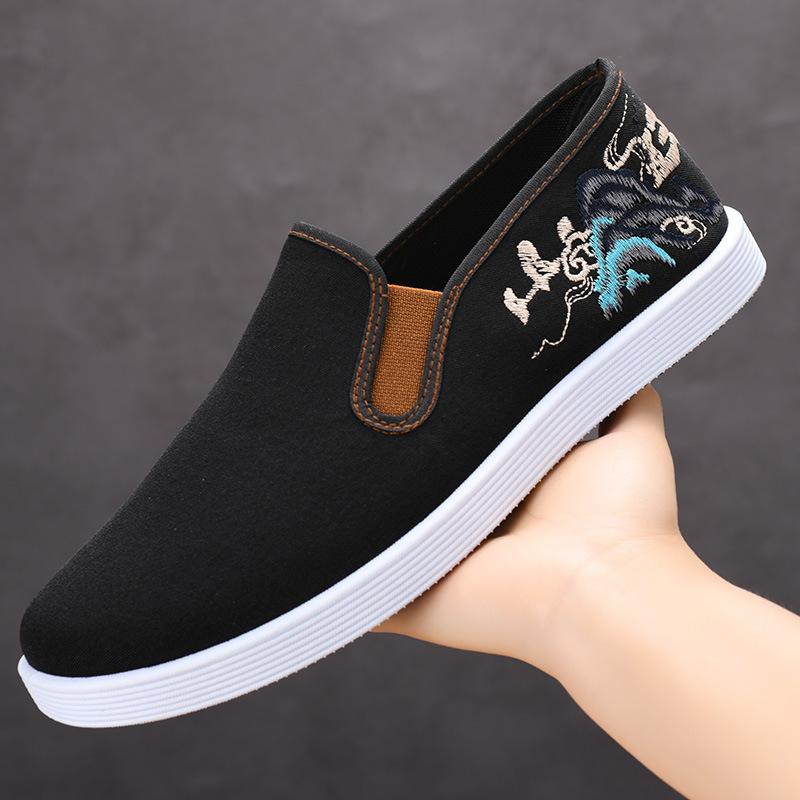 Old Beijing Cloth Shoes Men's One-pedal Cloth Shoes Men's Work Shoes Casual Breathable Soft Baseplate Shoes Canvas Dad Shoes