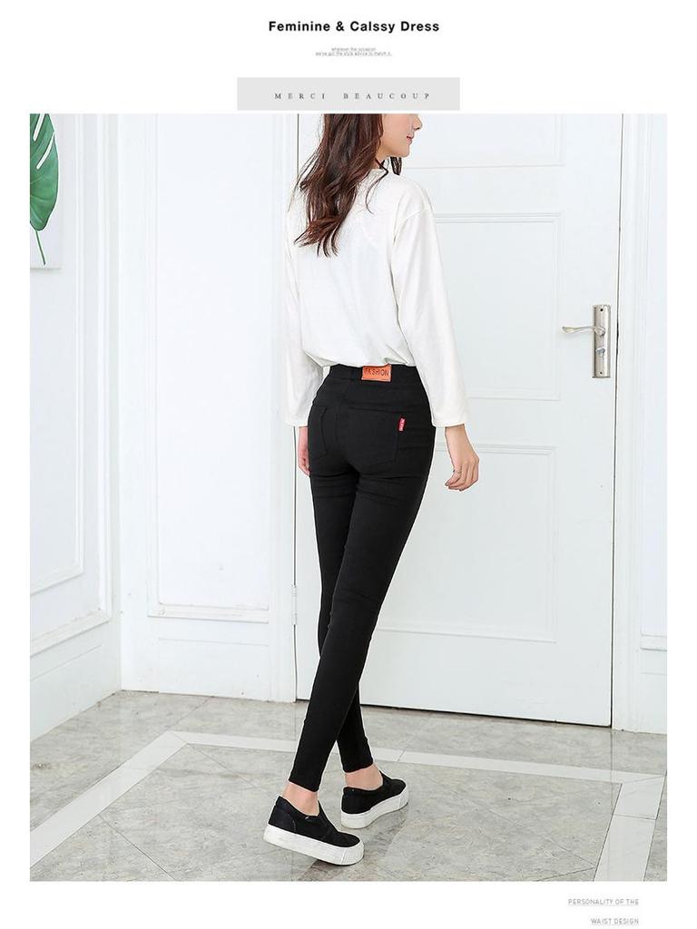 Übergröße Schlankmachende Schwarze Bleistifthose: Frühlings-/Herbst-Dünne Oberbekleidung Leggings für Damen