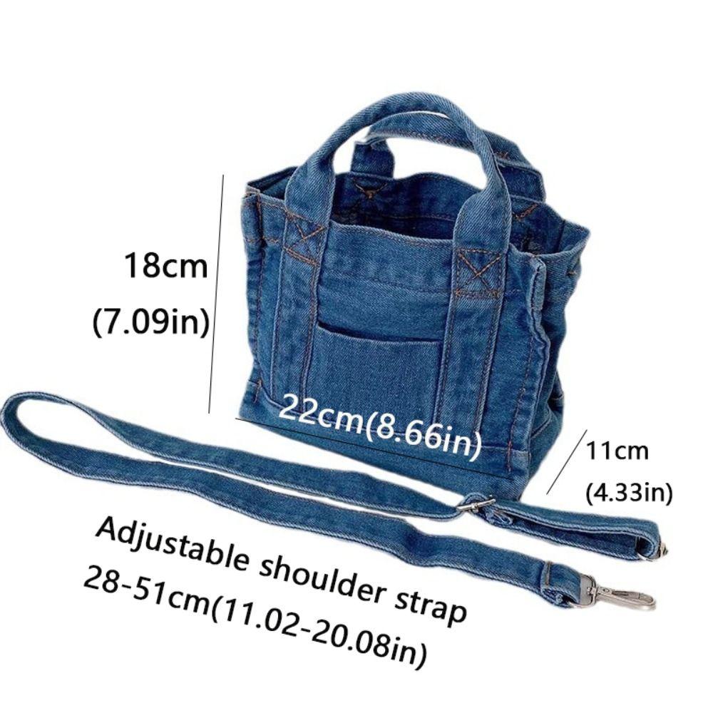 Simple Single Shoulder Denim Crossbody Bag Casual Handbag Summer Canvas Bag Korean Style Messenger Bag for Girls Ladies