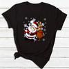 Unisex Christmas Graphic Tshirt Cute Santa Reindeer Cartoon Print Crew Neck Short Sleeve Xmas Holiday Party Tee For Unisex Unisex