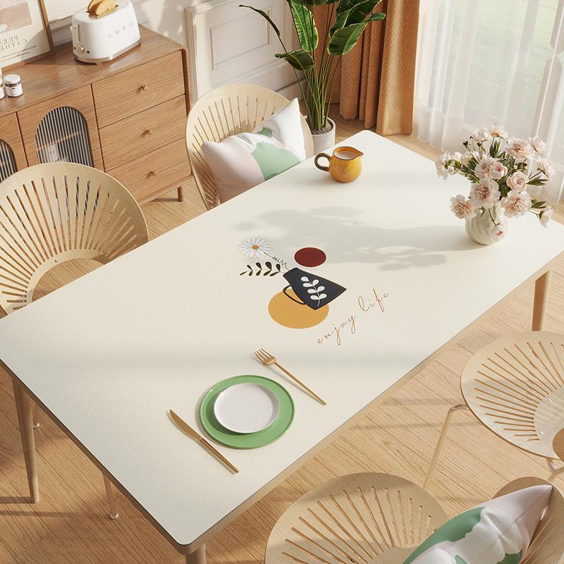 Small Fresh Pvc Waterproof, Oil-Proof And Scalding-Proof Leave-In Table Mat Rectangular Leather Tablecloth Dining Table Coffee Table