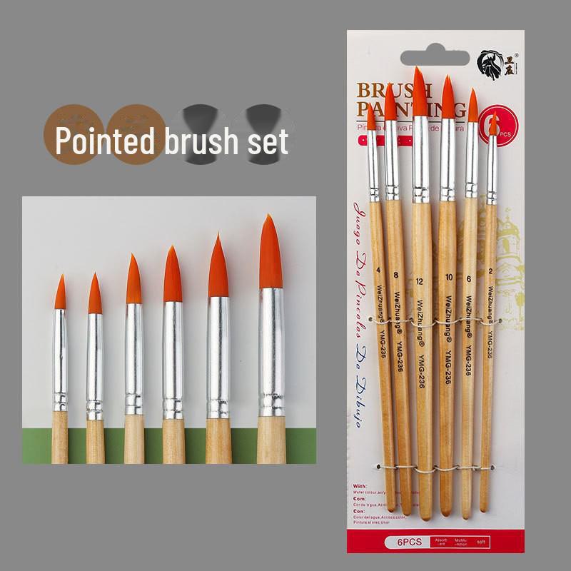 Perleťové bílé nylonové štětce na vlasy s olejem a akvarelem – sada 6 ks