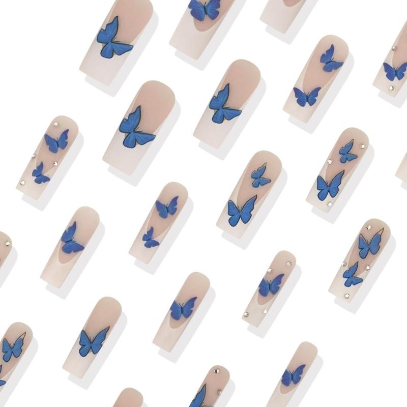 Uñas postizas brillantes con forma de ataúd, disponibles en 12 tamaños, 24 puntas de uñas francesas para decoración de uñas DIY.