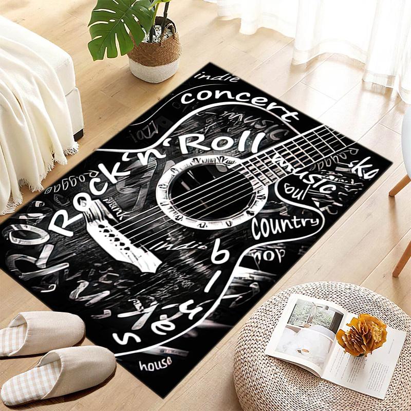 1 Peça Tapete Circular Estampado com Elementos Musicais, Capacho para Casa, Tapete de Proteção para Viagem ao Ar Livre A6